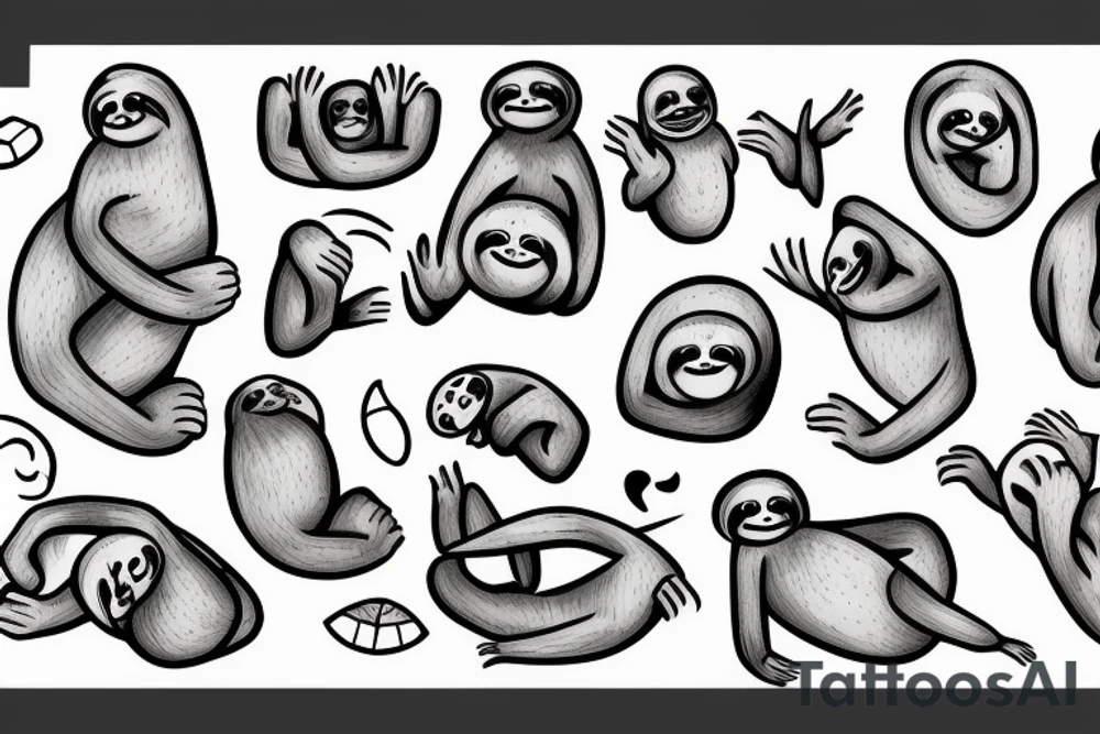 sloth with human hands and feet tattoo idea