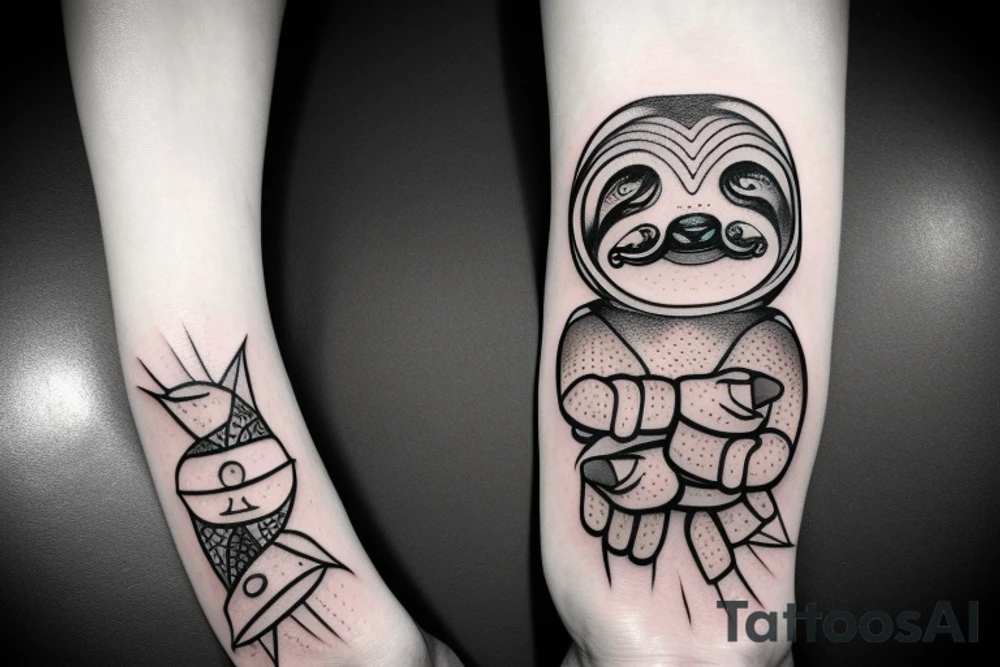 sloth with human hands and feet tattoo idea