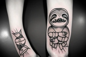 sloth with human hands and feet tattoo idea