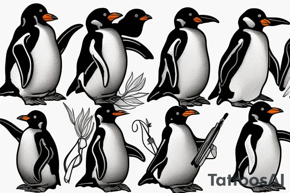 Dark penguin tattoo idea