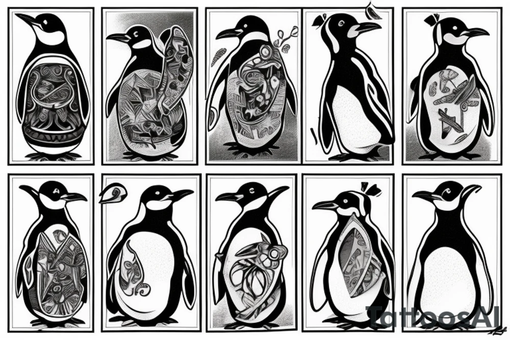 Dark penguin tattoo idea