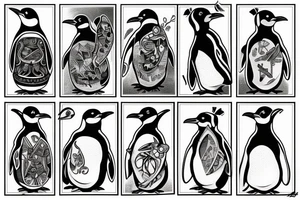 Dark penguin tattoo idea