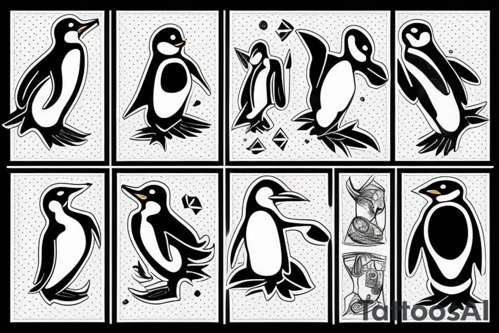 Angry black penguin tattoo idea