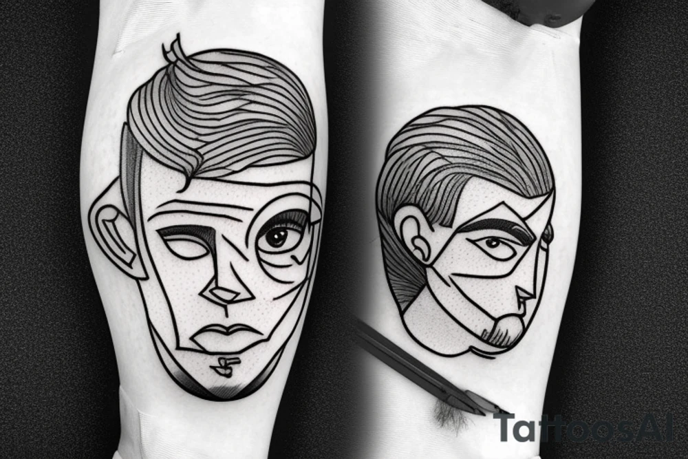 Guy with headache with back of head blown out and a light bulb coming out tattoo idea