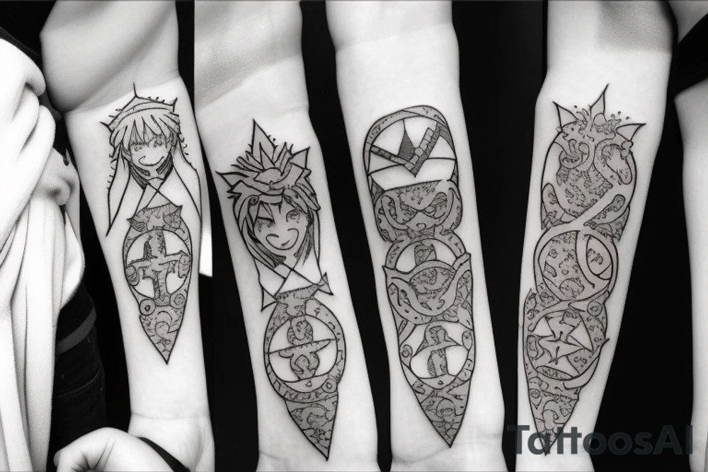 Small anime Blackclover tattoo but most a character or their symbols tattoo idea