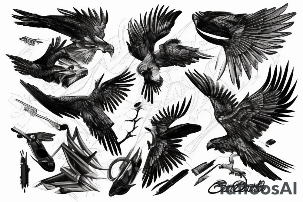 Hawk and lightning tattoo idea