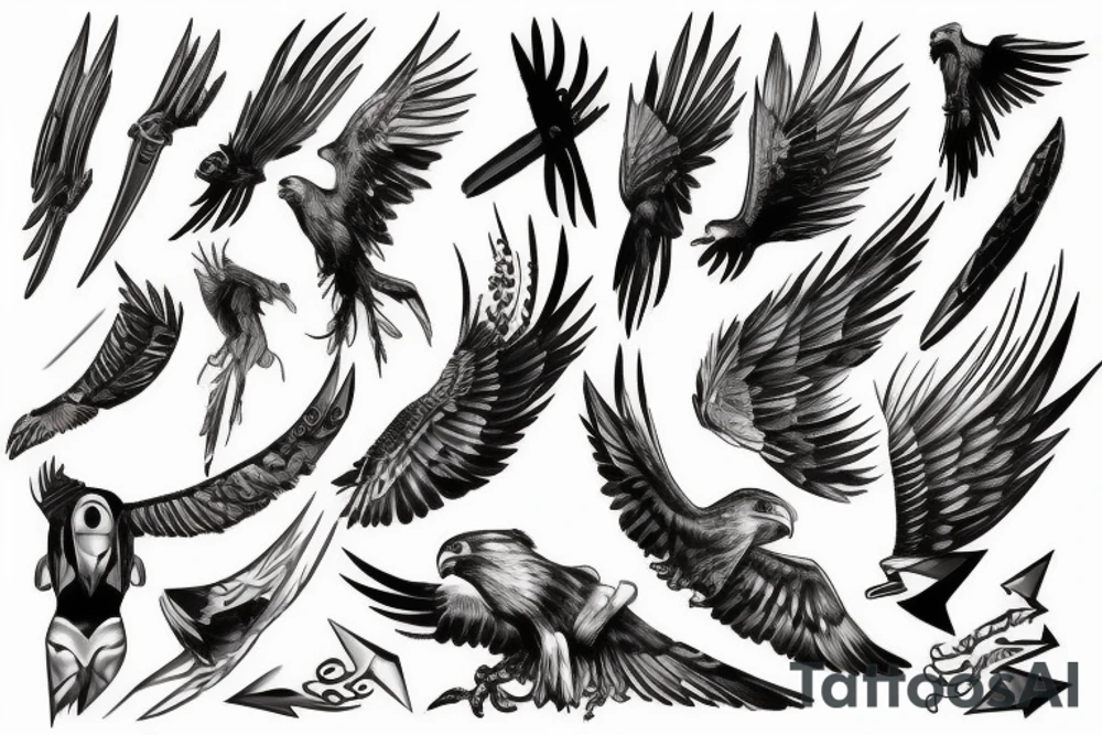 Hawk and lightning tattoo idea