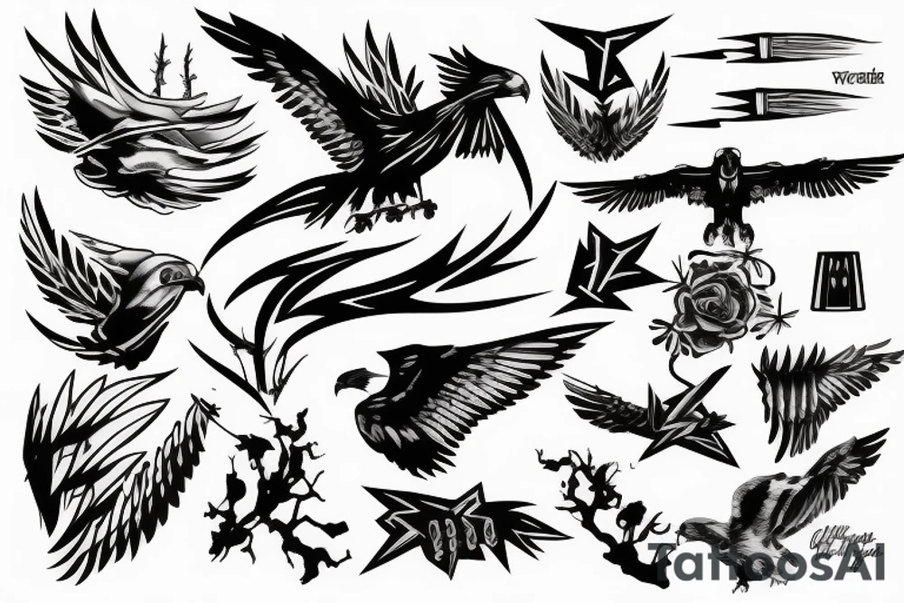 Hawk with lightning bolt tattoo idea
