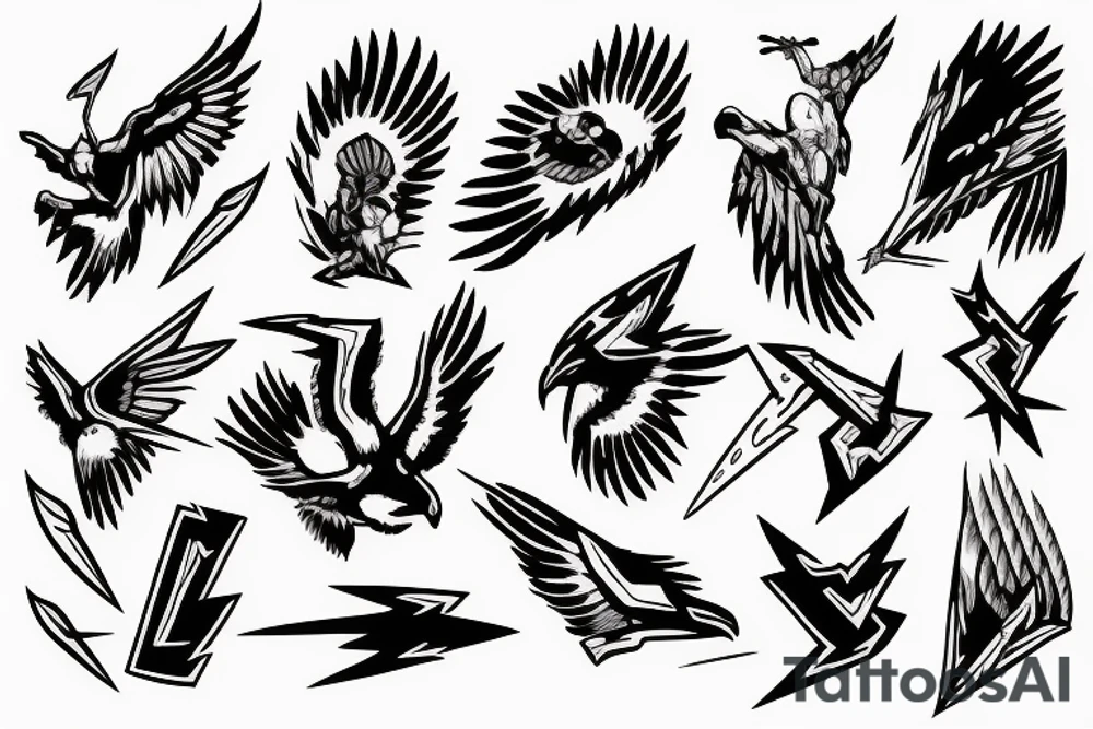 Hawk with lightning bolt tattoo idea