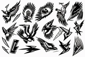 Hawk with lightning bolt tattoo idea