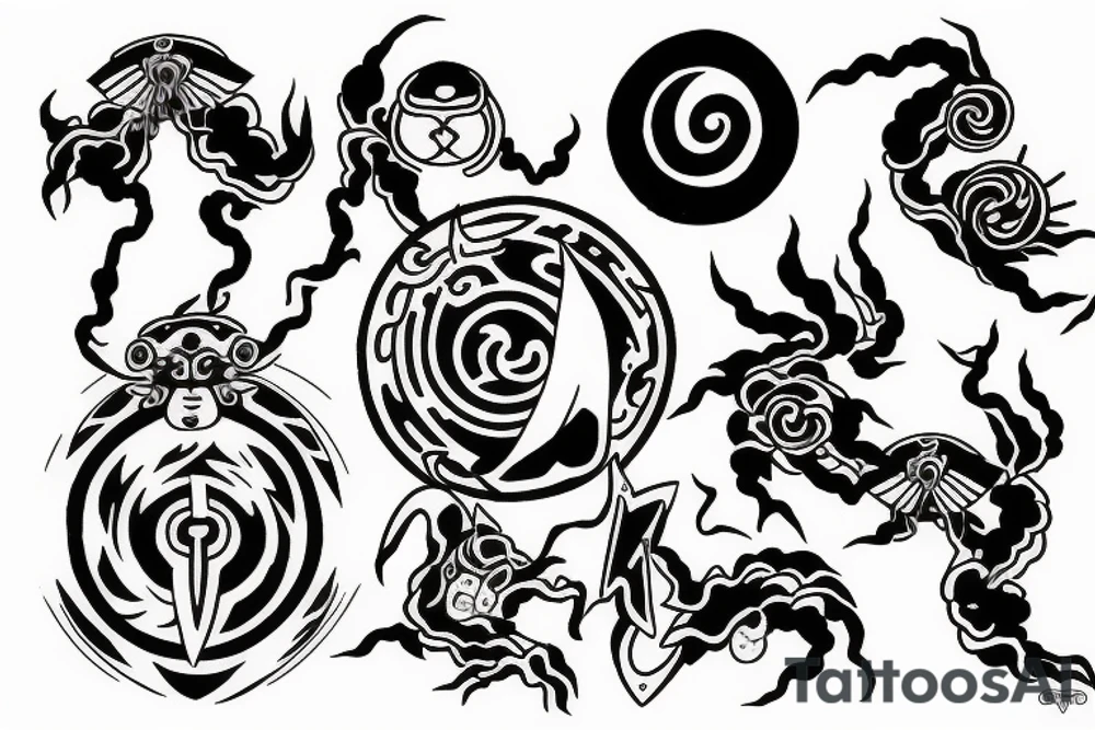 Sin and punishment symbols in japanese with amaterasu from naruto tattoo idea