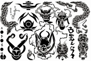 Sin and punishment symbols in japanese tattoo idea