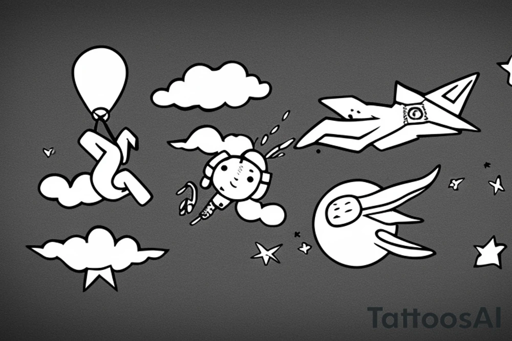 Astronaut falling out of the sky tattoo idea