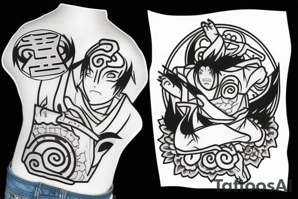 罪 and 罰 in amaterasu from naruto tattoo idea