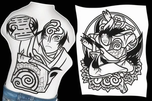 罪 and 罰 in amaterasu from naruto tattoo idea