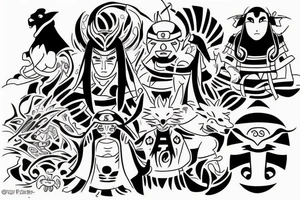罪 and 罰 in amaterasu from naruto tattoo idea