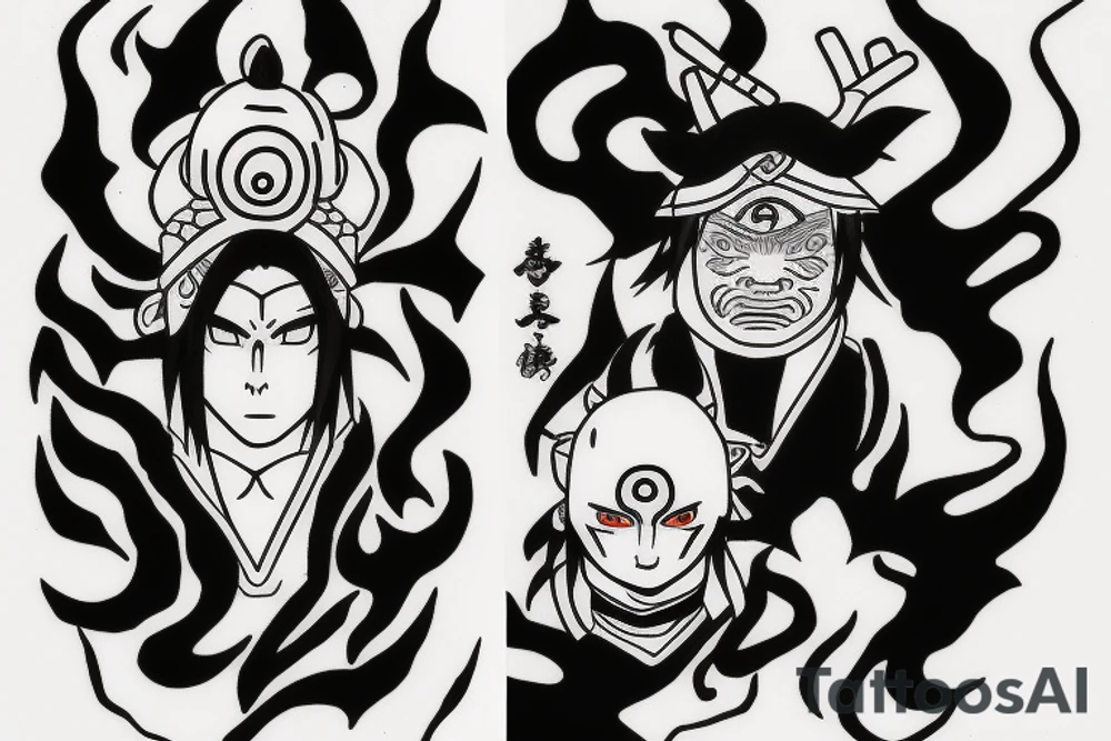 罪 and 罰 in amaterasu from naruto tattoo idea