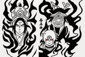 罪 and 罰 in amaterasu from naruto tattoo idea