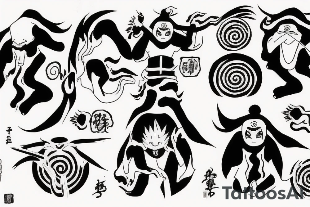 罪 and 罰 in amaterasu from naruto tattoo idea