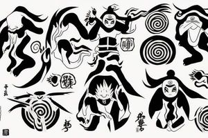 罪 and 罰 in amaterasu from naruto tattoo idea