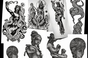 Tattoo on my neck with blackwork style combined with Greek mythology statue style plus some extra route 66 motives. tattoo idea