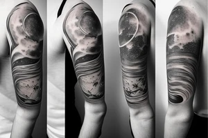 saturn with libra constellation, pisces sign, and leo sign. constellation style tattoo idea