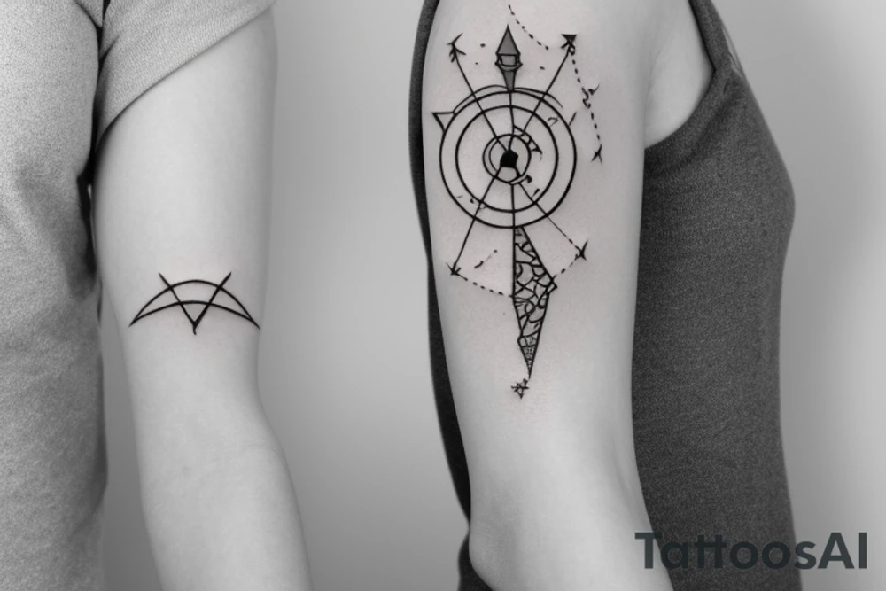 saturn with libra constellation, pisces sign, and leo sign. constellation style tattoo idea