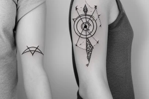 saturn with libra constellation, pisces sign, and leo sign. constellation style tattoo idea