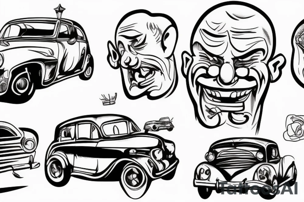 Broke down car with guy laughing saying that was fun tattoo idea