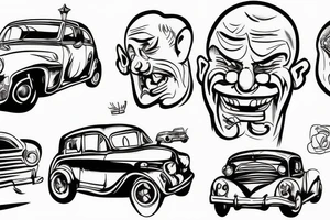 Broke down car with guy laughing saying that was fun tattoo idea