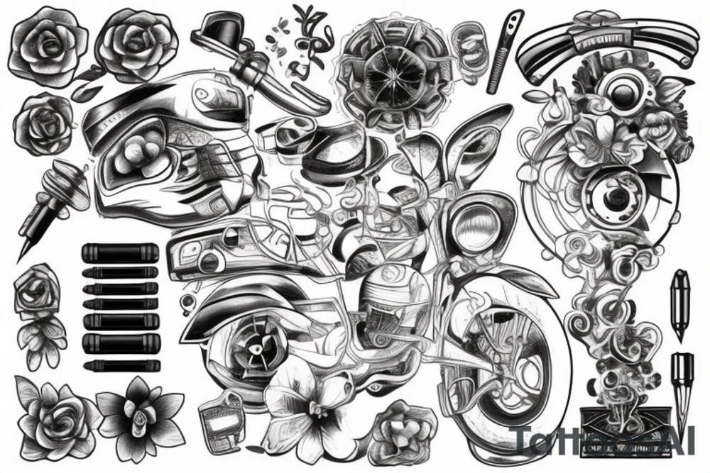 Black mechanic tattoo idea