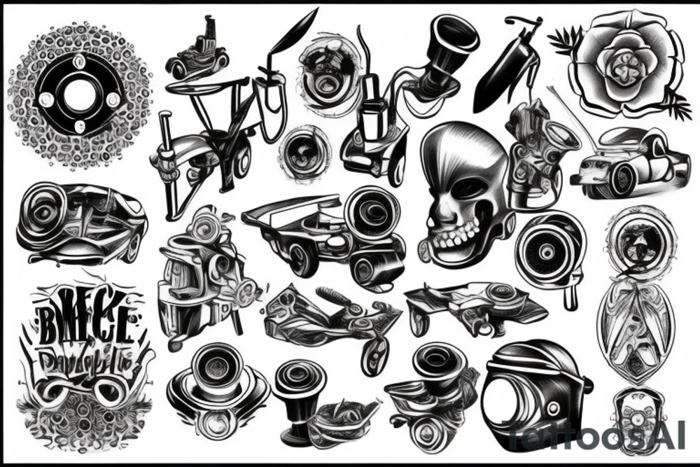 Black mechanic tattoo idea