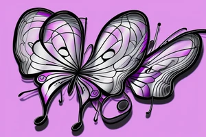 3d purple butterfly with music notes in it tattoo idea