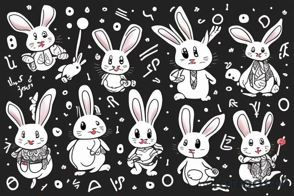 a funny bunny with a hat tattoo idea