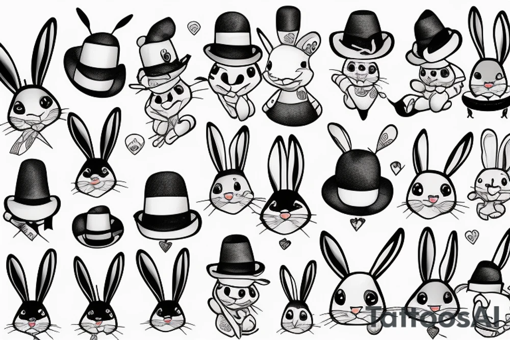 a funny bunny with a hat tattoo idea
