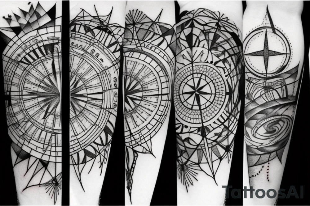 compass made of nature tattoo idea
