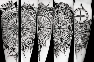 compass made of nature tattoo idea
