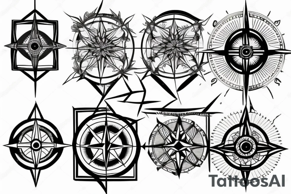 compass made of nature tattoo idea