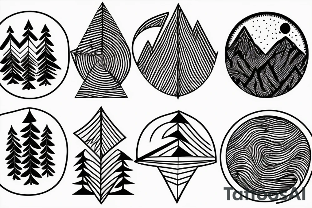 compass made trees, roots, moon phases, mountains, lines and dots tattoo idea compass made trees, roots, moon phases, mountains, lines and dots tattoo idea