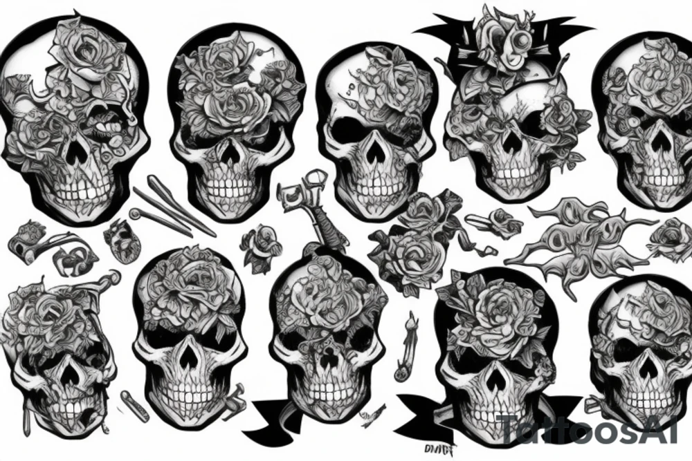 death vibing skeleton tattoo idea