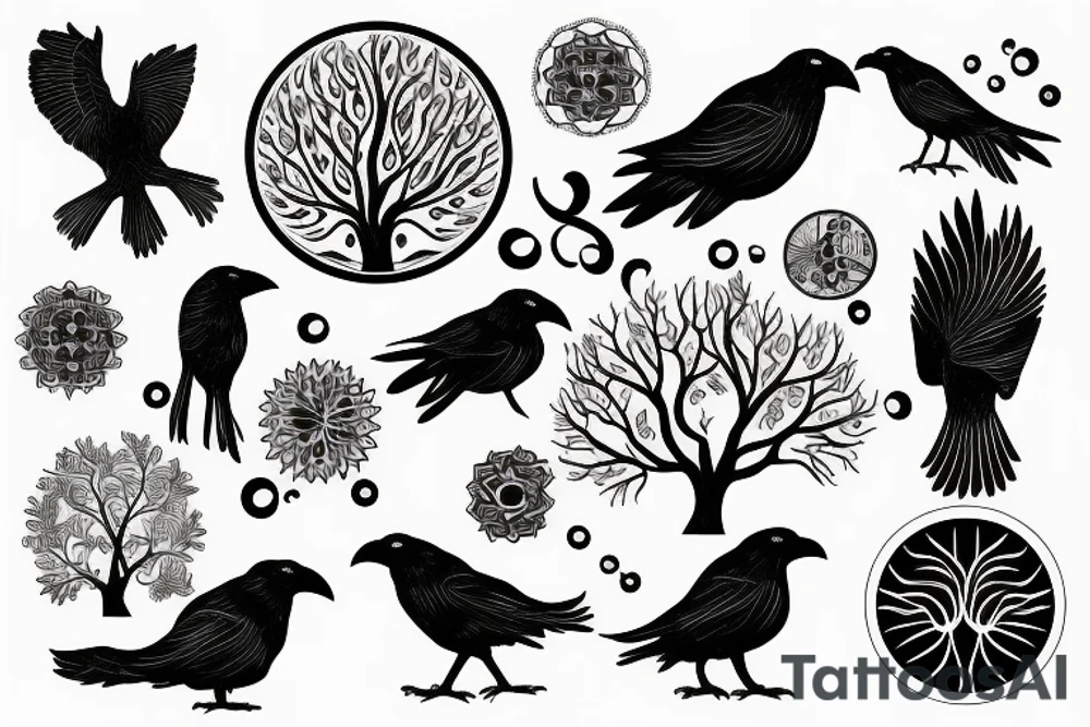 black crow, tree of life tattoo idea