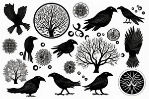 black crow, tree of life tattoo idea