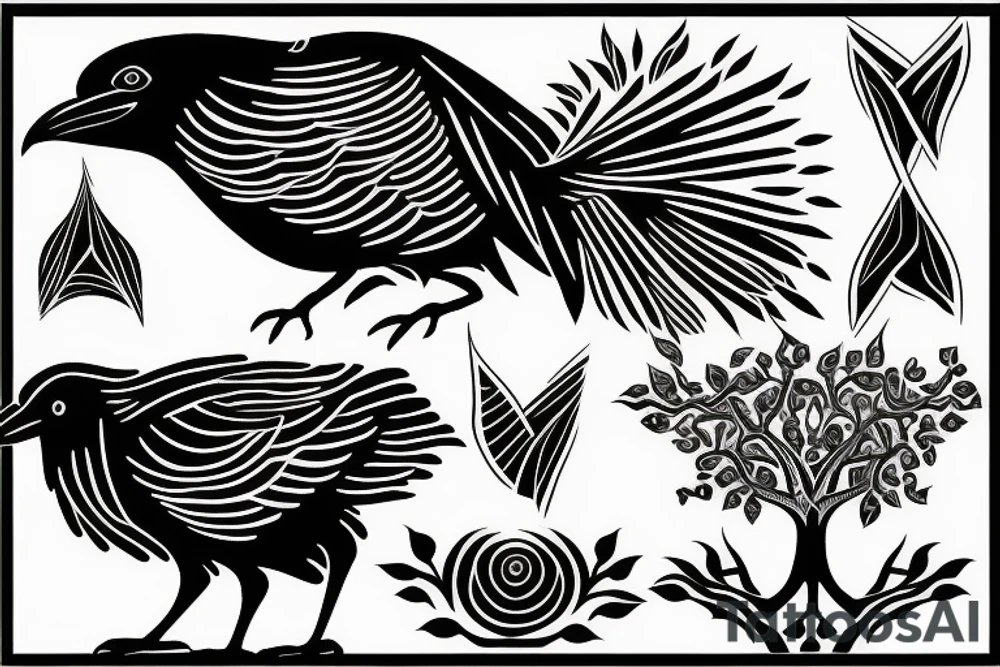 black crow, tree of life tattoo idea