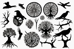 black crow, tree of life tattoo idea