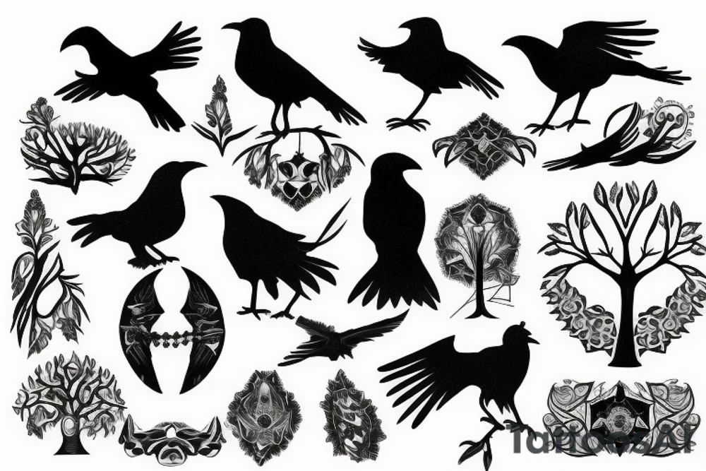 black crow, tree of life tattoo idea