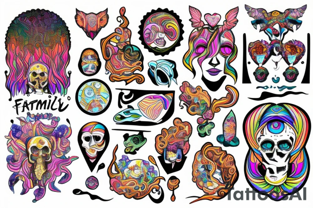 psychedelic family tattoo idea
