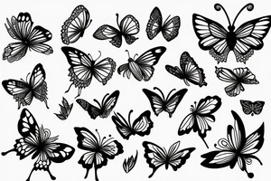 Butterfly, sunflower, hawthorn flower tattoo idea