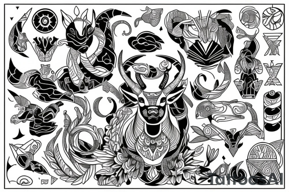 a scale holding capricorn on one side and virgo on the other side tattoo idea a scale holding capricorn on one side and virgo on the other side tattoo idea