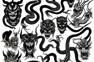 Demon oni with snake tattoo idea