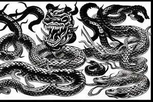 Demon oni with snake tattoo idea